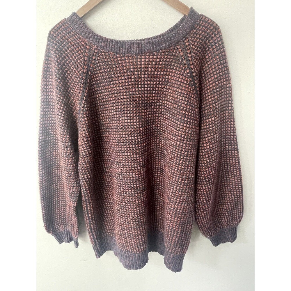 Leith Womens Oversized Purple Orange Relaxed Fit Cut Out Back Long Sleeve
